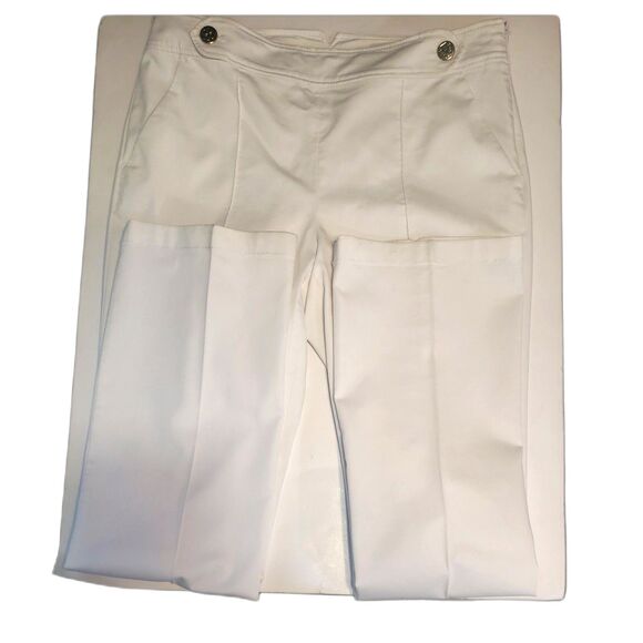 Ann Taylor White Semi-Stretch Side Zip Pockets Seamed Leg Slacks Size 8 - Picture 7 of 7